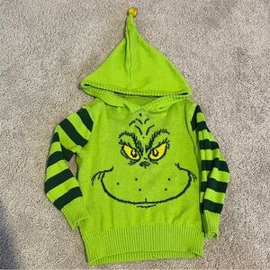 Green Grinch Hoodie with Striped Sleeves